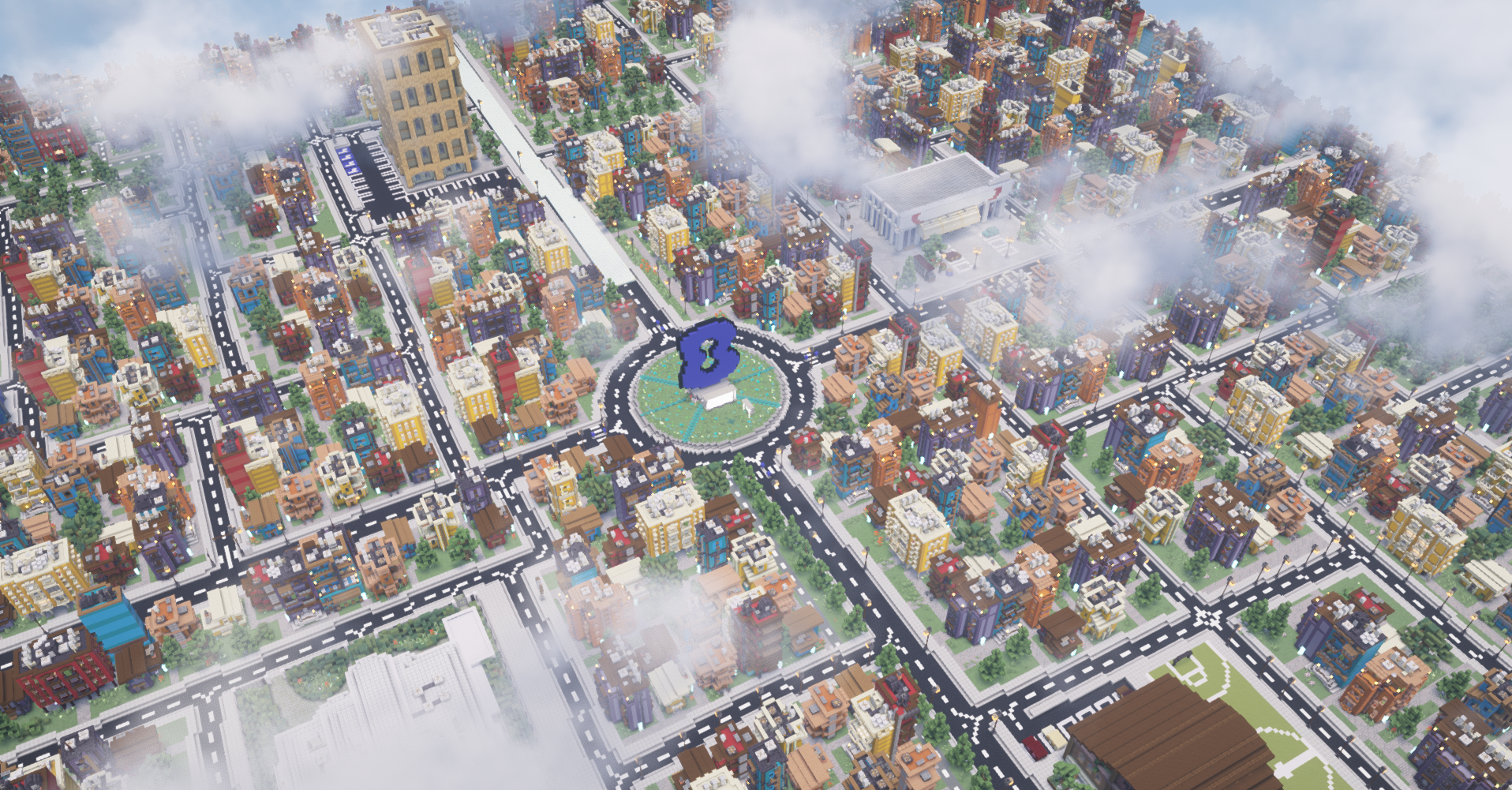 Aerial view of FiberCraft city